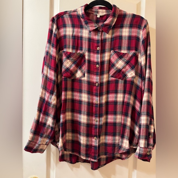 Lucky Brand Red and Cream Plaid Shirt - Picture 2 of 10